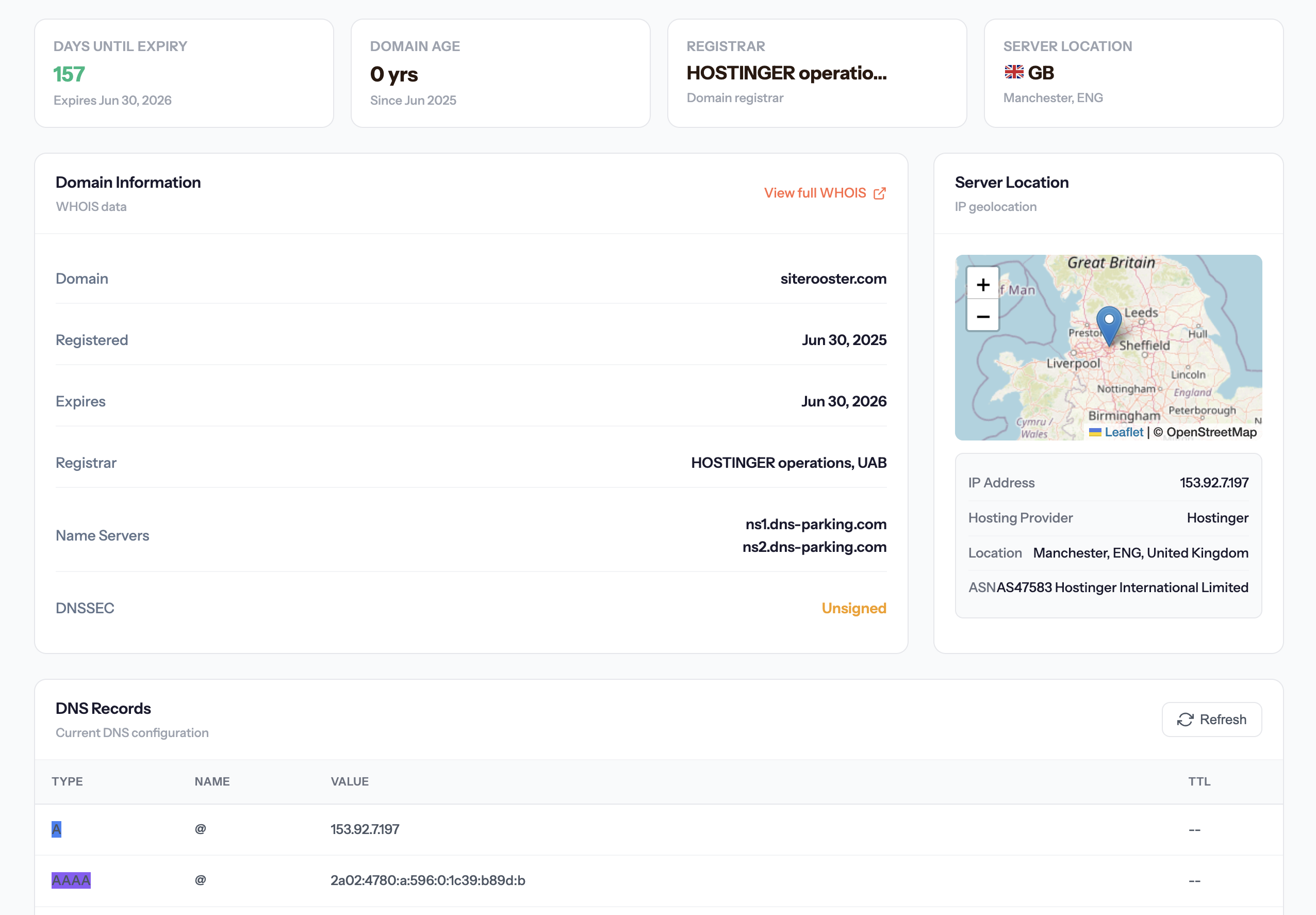 Domain expiration tracking